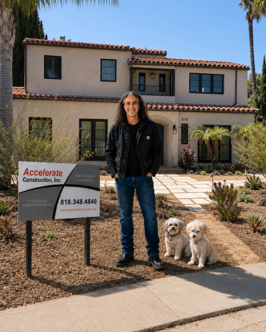 Alon Damari, owner of Accelerate Construction, in front of a completed home in Los Angeles