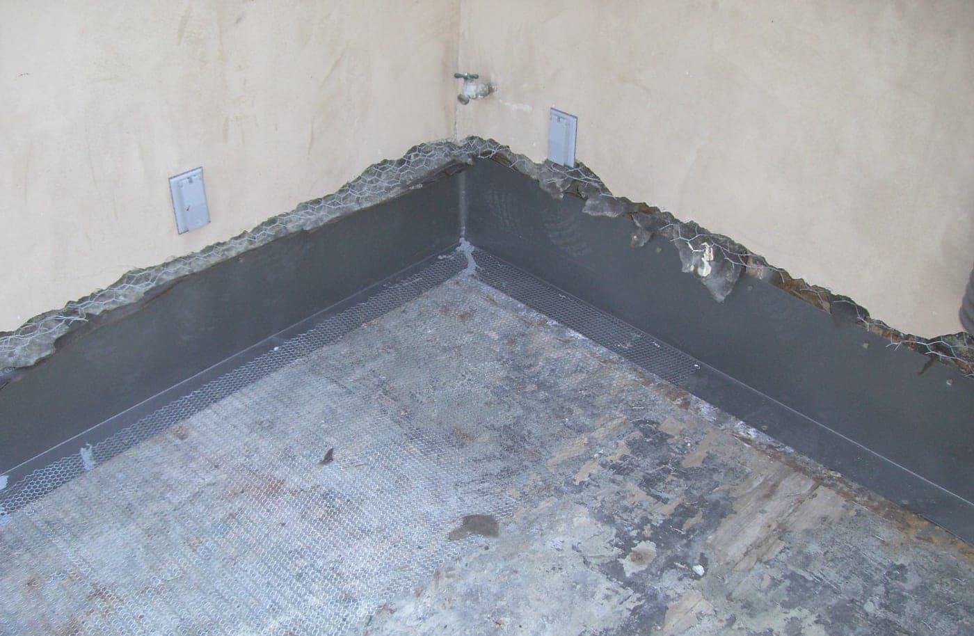 Repaired wood structure and new substrate at the edge of the Studio City deck